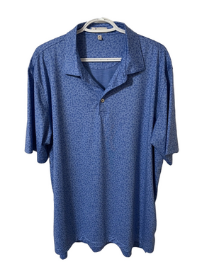 Peter Millar Summer Comfort Blue Micro-Pattern Polo Size XL